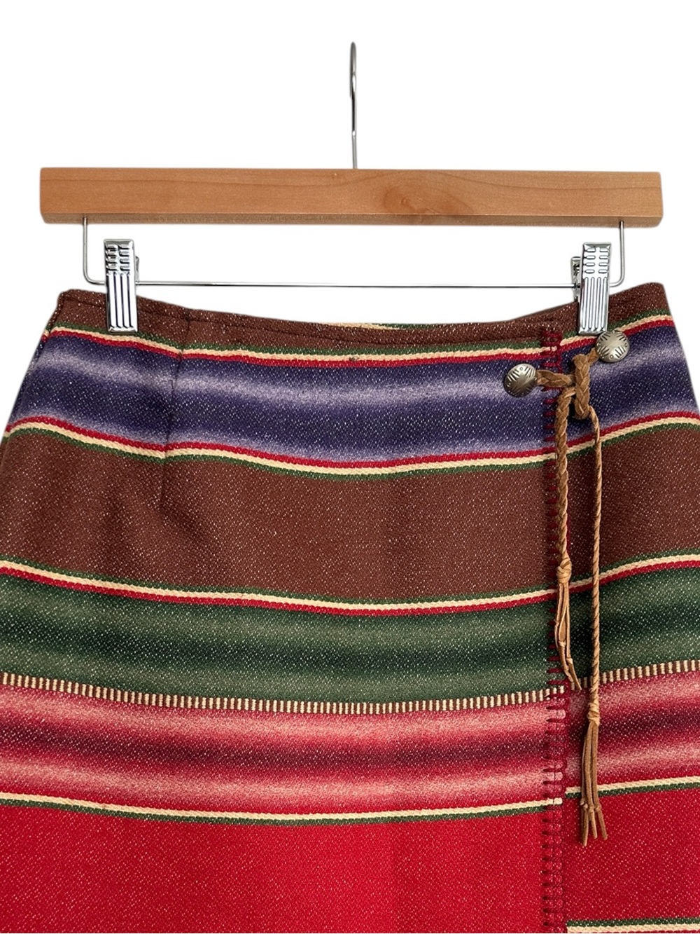 Vintage Ralph Lauren Country Wool Southwestern Wrap Skirt L USA 80s Ranch Core - Picture 3 of 16
